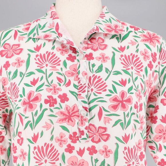 VICTORIA DUNN Cotton Floral Shirt Dress Pink & Green Size S - Picture 5 of 7